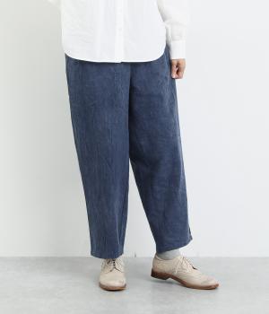 スラブストーンウォッシュ＆小さいポルカドットテーパードパンツ(インディゴ-F)