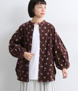 ドットプリントコットンコーデュロイオーバーブラウス