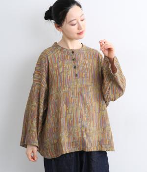 五月雨プリント・クレープコットンブラウス