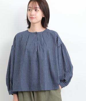 しなやかストライプ・カディタック・ブラウス
