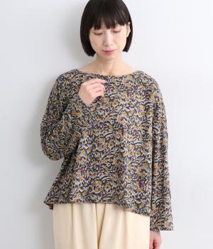 カラムカリ・プリントジャージラフ・ブラウス(ブラック-ONESIZE)