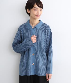 配色あぜ編みニット2wayカーディガン