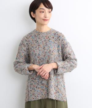 ウールブレンドカラフルネップヤーンプルオーバー(オレンジ-F)