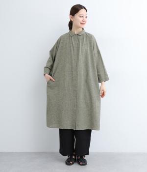 コットンリネンchidori-goushiギャザーシャツワンピース