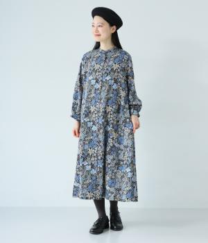 ガーデンプリントコットンコール前開ワンピース