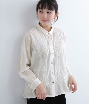 ペーズリーラクノウ刺繍ブラウス