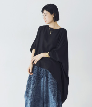 レーヨンアシンメトリープルオーバー(ブラック-ONESIZE)