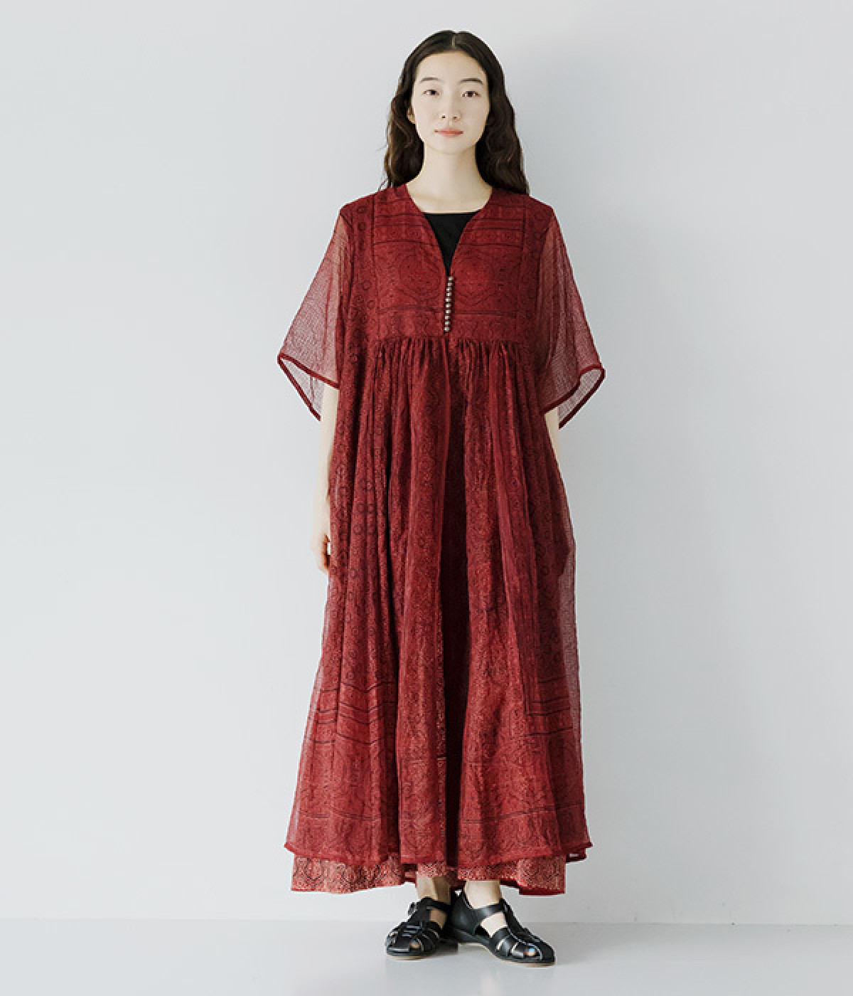 ワンピース rara ワンピース 『スキッパーシャツワンピース チャコールグレー SA00683