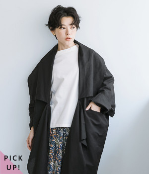 リネン混変形ジャケット(ブラック-ONESIZE)