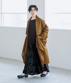 リネン混変形ジャケット(ブラウン-ONESIZE)