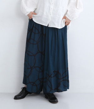 レーヨンループ手書き柄×無地パンツ(グリーン-ONESIZE)