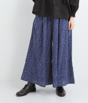 ドットプリントワイドパンツ(ネイビー-ONESIZE)