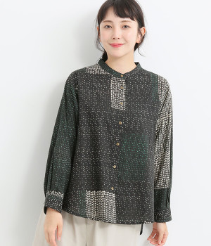 コットンモザイクドットブラウス