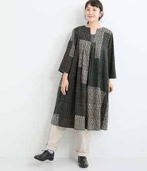 コットンモザイクドットワンピース
