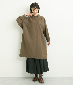 無地裏起毛ワンピース