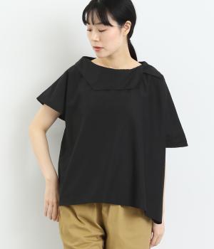 環コットンシルクアシンメトリーカラープルオーバー