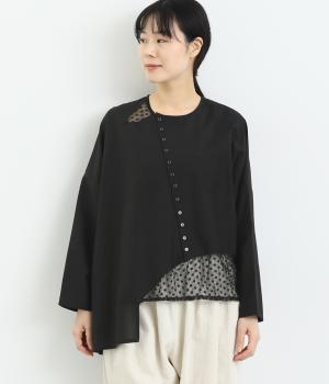 環コットンシルクレースパッチプルオーバー