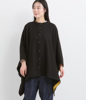 コットンポンチョコート(ブラック-ONESIZE)
