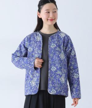 シャンブレーキルティング　リバーシブルジャケット(ネイビー-F)