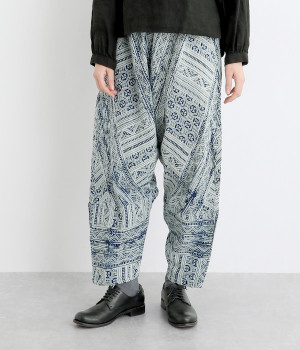 モン族柄藍染プリントパンツ