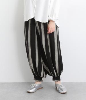 コットン手書きストライプバルーンパンツ