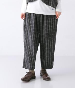 2種チェックテーパードパンツ(グレー-ONESIZE)