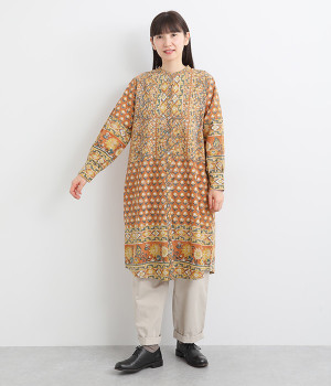 ゴールド花プリントチュニック