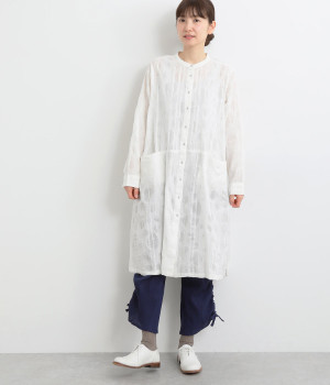 コットンドットエンボスチュニックワンピース