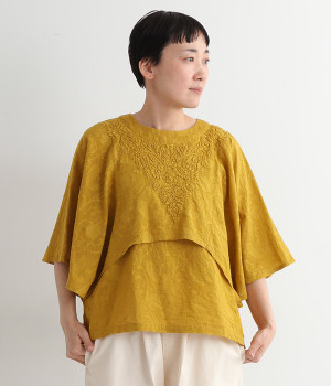 コットンジャカードラクノウ刺繍プルオーバー