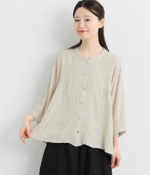 フラックス混ラクノウ刺繍ブラウス（GA-ON）の商品詳細