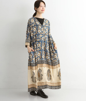 フラワーペイズリープリントワンピース