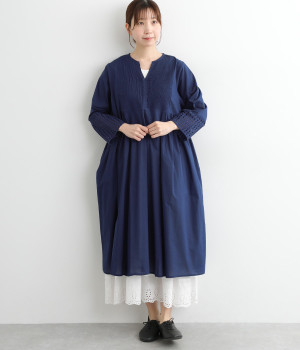 コットンピンタックレースワンピース