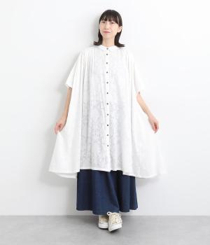 コットンフラワージャカードシャツワンピース