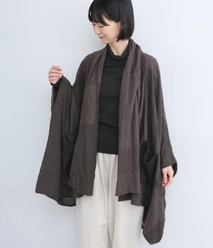 パッチワークポンチョ(グレイ-F)