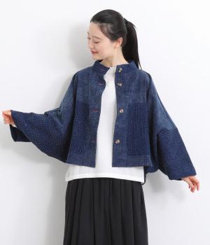 藍染コンビ　ショートジャケット(ネイビー-F)