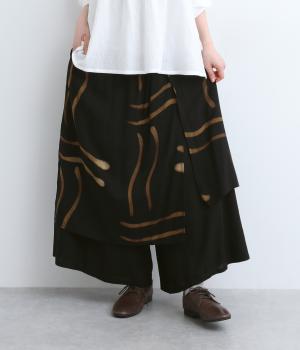 レーヨン手描きスカート付きパンツ
