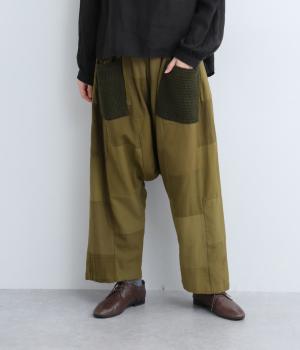 パッチワークパンツ(グリーン-F)