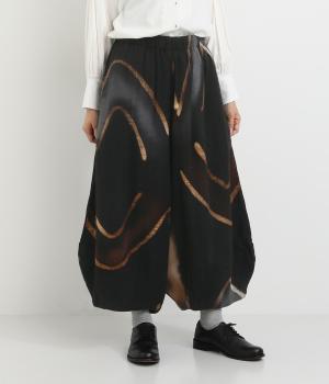 ダブルガーゼ手描きパンツ(ブラック-F)