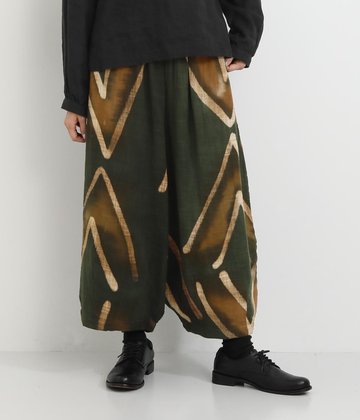 ダブルガーゼ手描きパンツ(グリーン-F)