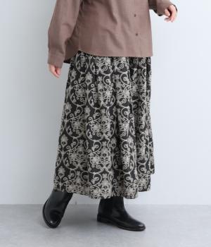 オリエンタル刺繍生地スカート(ブラック-F)
