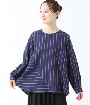 ストライプ切り替えプルオーバー