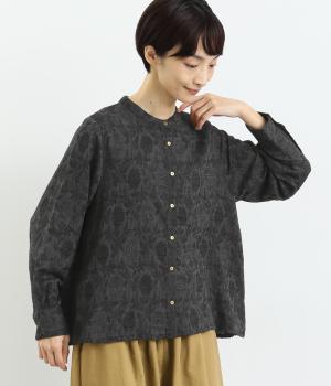 花ジャカードブラウス(ブラック-F)