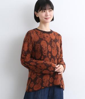 シルエット花ニットプルオーバー