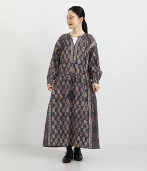 バグルーペイズリープリントワンピース(ネイビー-F)