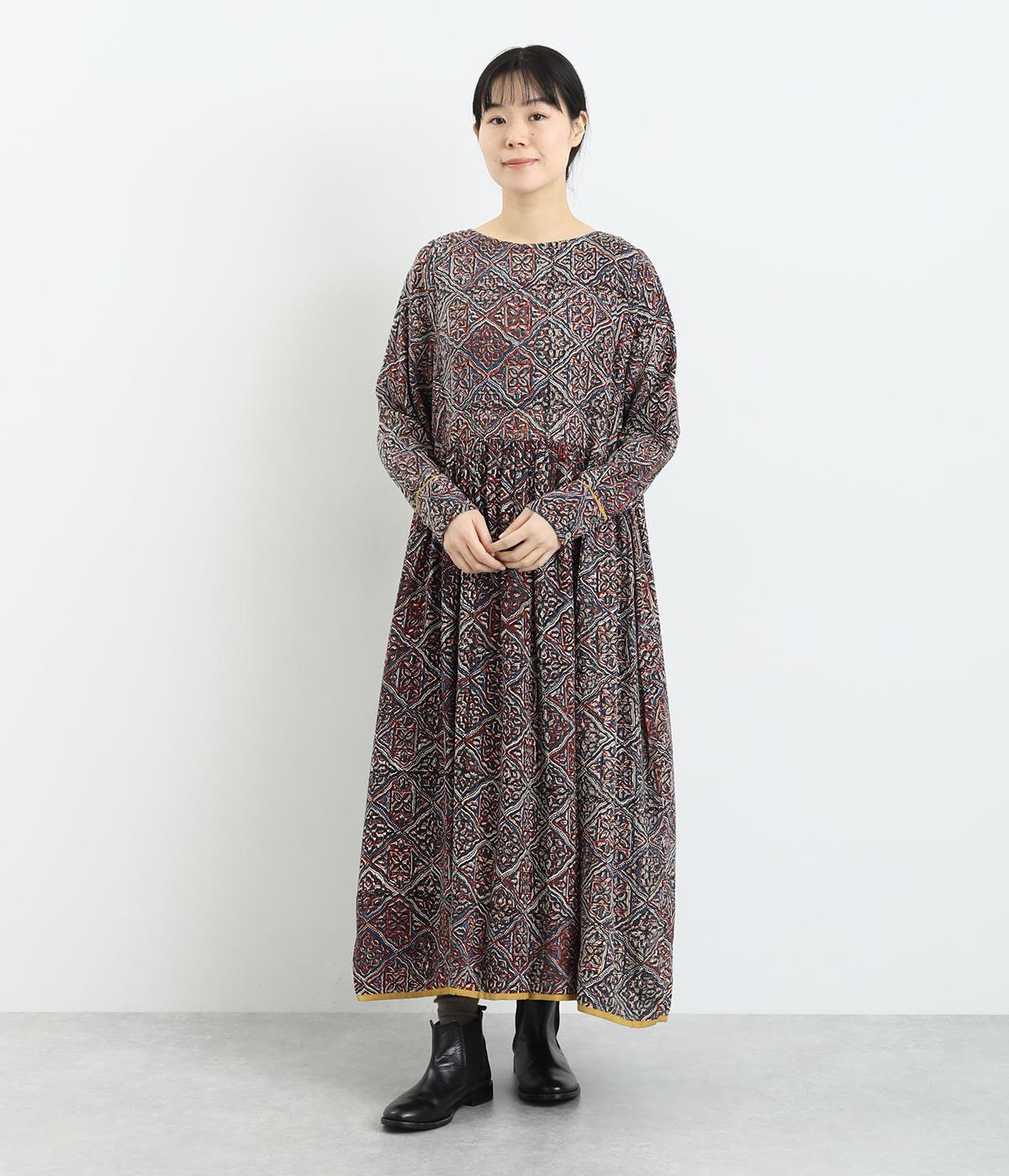 レーヨンタイル風ワンピース(レッド-F)