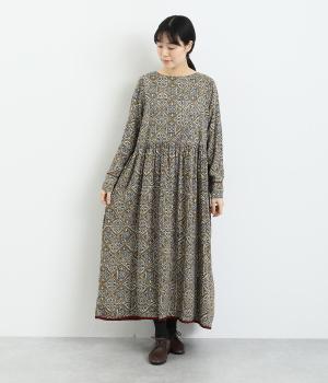 レーヨンタイル風ワンピース(イエロー-F)