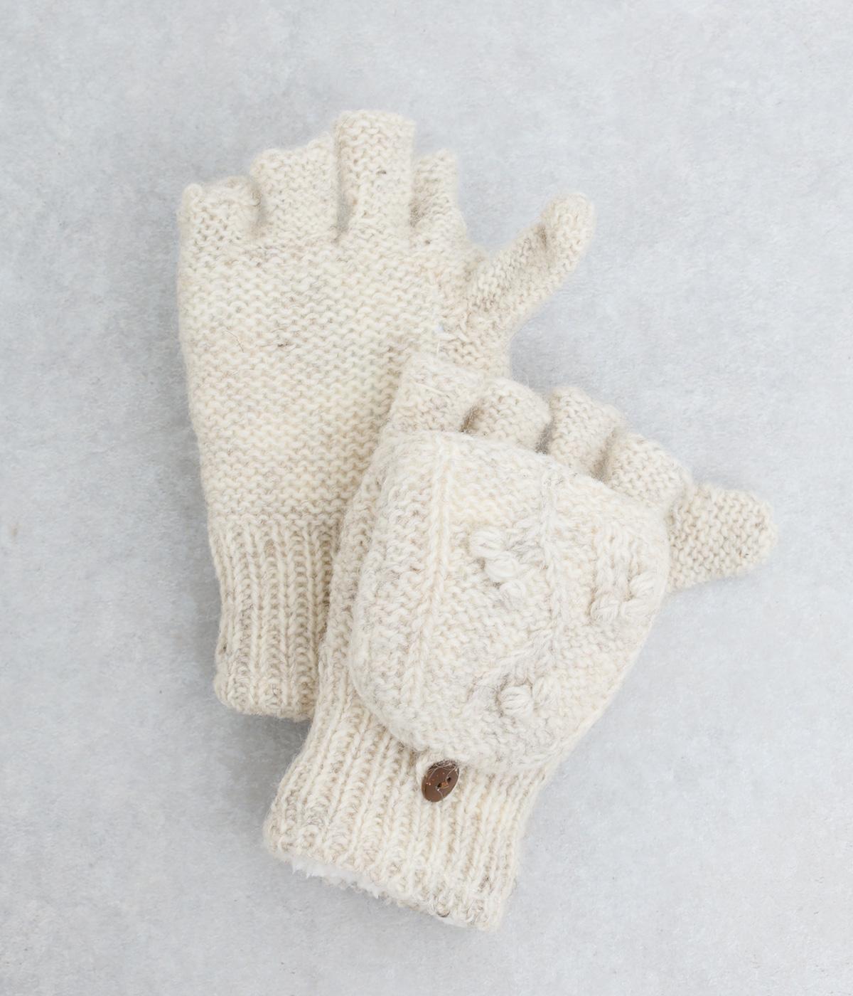 ネパールニット　カバー付グローブ(ナチュラル-F)