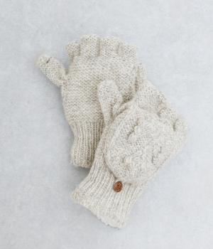 ネパールニット　カバー付グローブ(グレー-F)