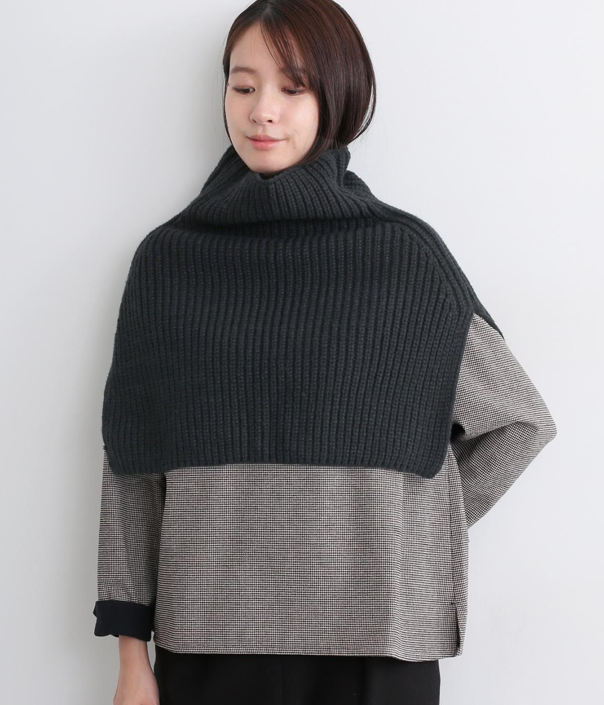 ハイネックニットスヌード(ブラック-F)