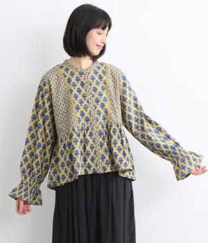 コットンシーチングブーケブラウス